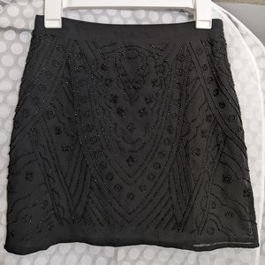 Black Beaded Mini Skirt